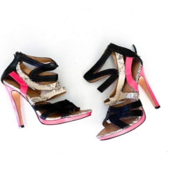 L.A.M.B | Jen | Caged hot pink stiletto pumps | black & hot pink Y2K | 6.5 - Picture 3 of 14